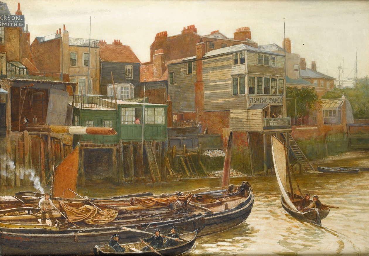 The Thames at Cold Harbour, Blackwall, 1896 (wc paperilla) tekijältä Charles Napier Hemy