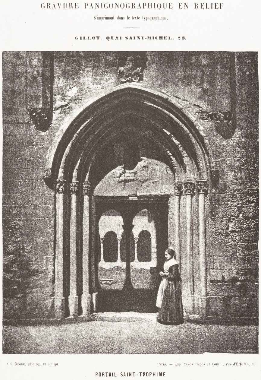 Saint-Trophimen portaali; sisäänkäynti luostarikäytävään, Arles, Saint-Trophimen metropoliittakirkko tekijältä Charles Nègre