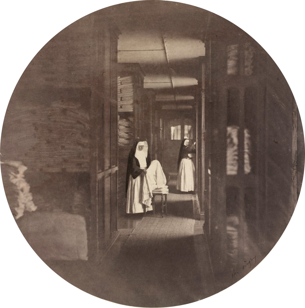 Asile Impérial de Vincennes: liinavaatehuone, 1859 (kuva) tekijältä Charles Nègre