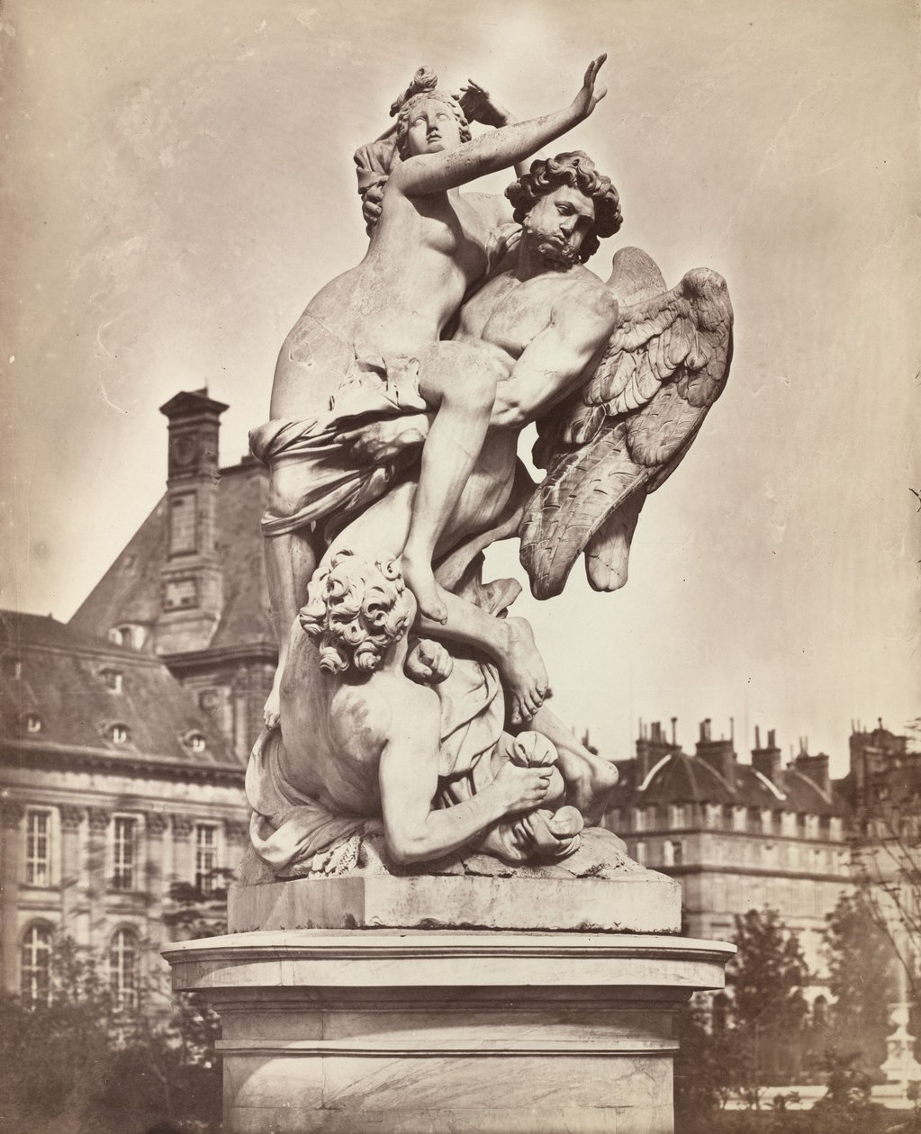 Tuileries-patsas: G. Marsy ja A. Flamen: Boreas sieppaamassa Orythiaa tekijältä Charles Nègre