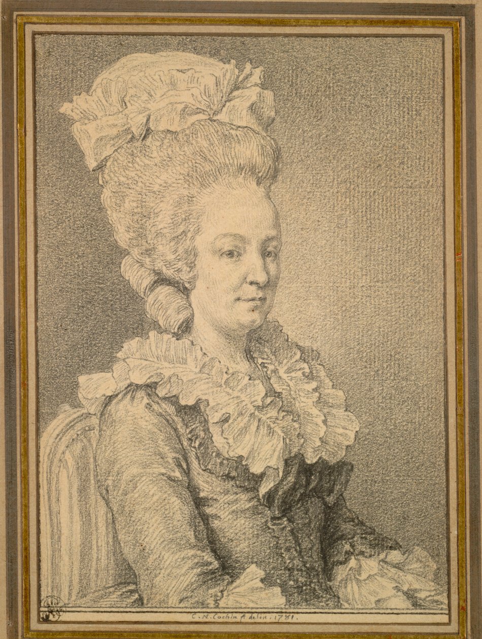 Puolipitkä istuvan naisen muotokuva, 1781. tekijältä Charles Nicolas Cochin