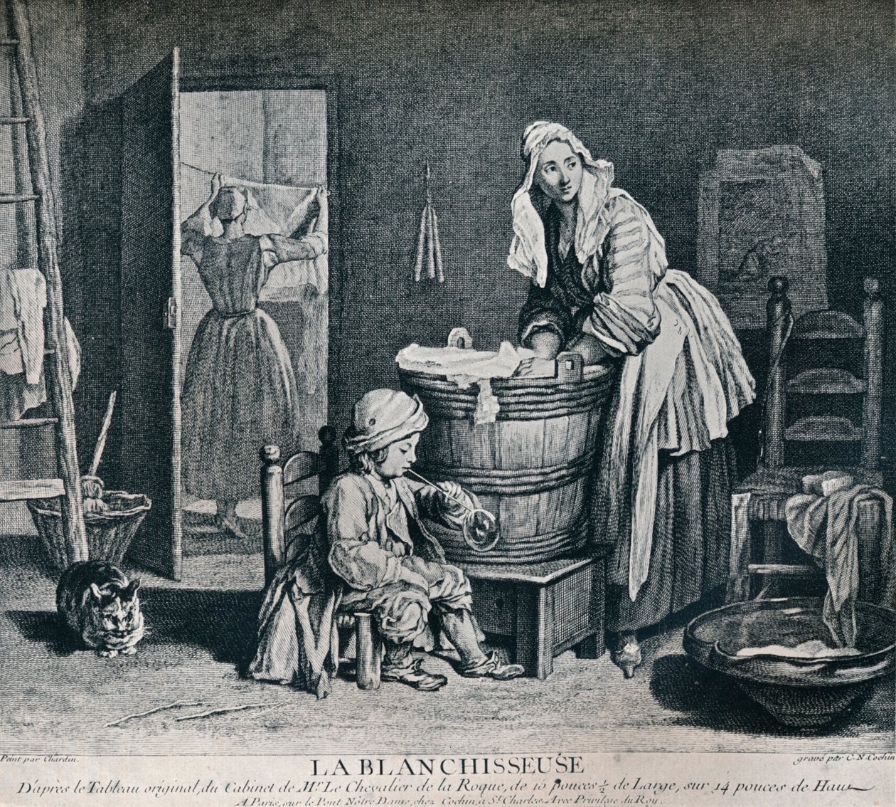 La Blanchisseuse, 1700-luku, 1916 tekijältä Charles Nicolas Cochin