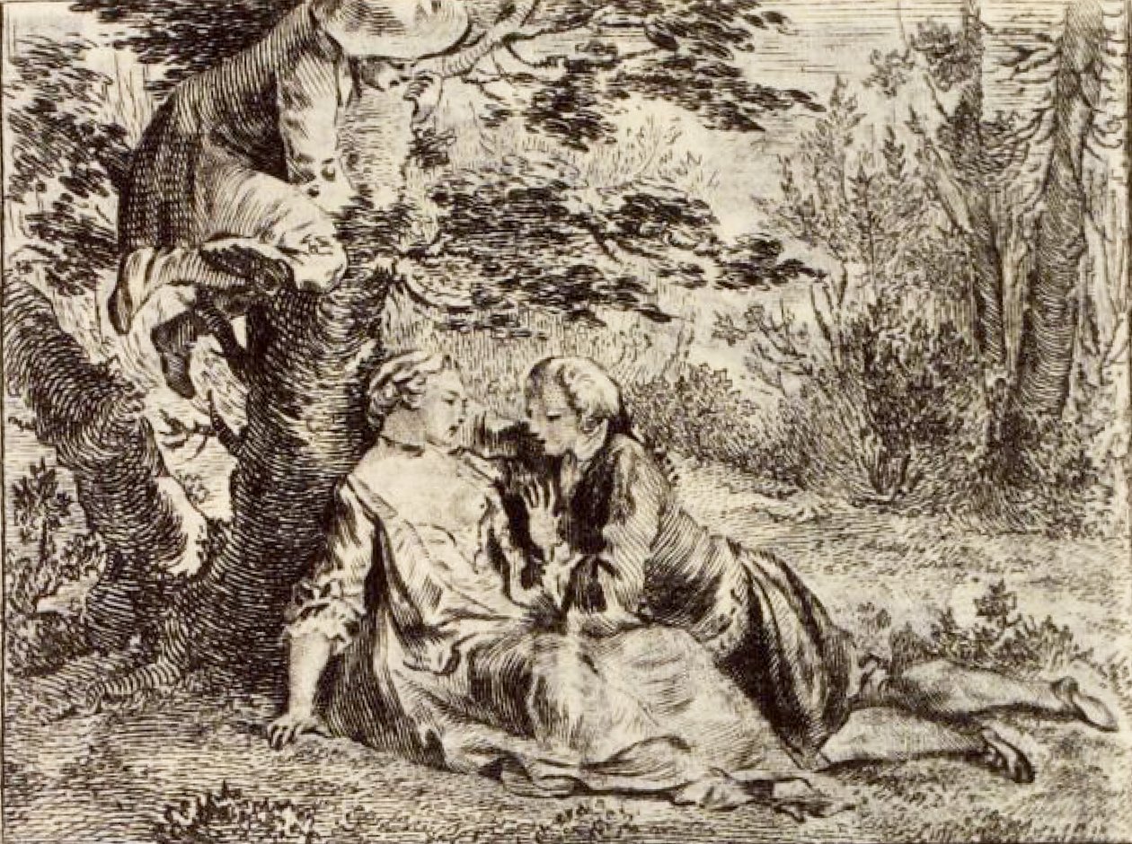 Kyläläinen etsii vasikkaansa tekijältä Charles Nicolas Cochin