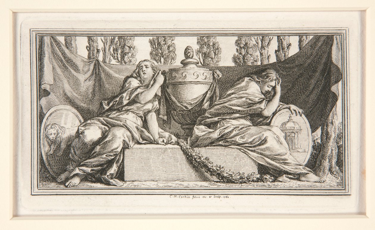 Hautajaisvinjetti rouva de Francelle, Parman herttuattarelle tekijältä Charles Nicolas Cochin the younger