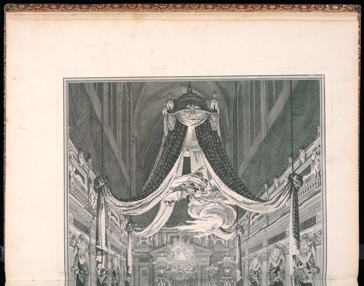 Sardinian kuningattaren Elisabeth Thérèse Lorrainen hautajaiset Notre Damen kirkossa Pariisissa 22. syyskuuta 1741. tekijältä Charles Nicolas Cochin the younger