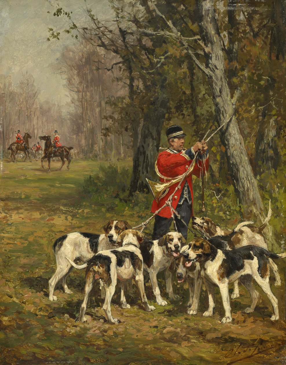 Metsästyskoirat, n. 1850-1897 tekijältä Charles Oliver de Penne