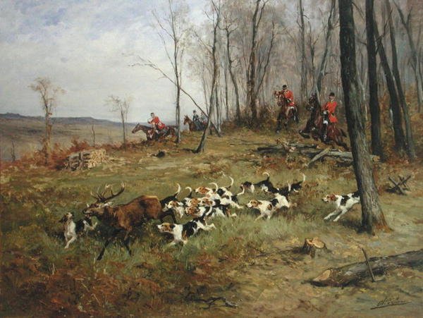 Metsästys (öljy kankaalle) tekijältä Charles Oliver de Penne