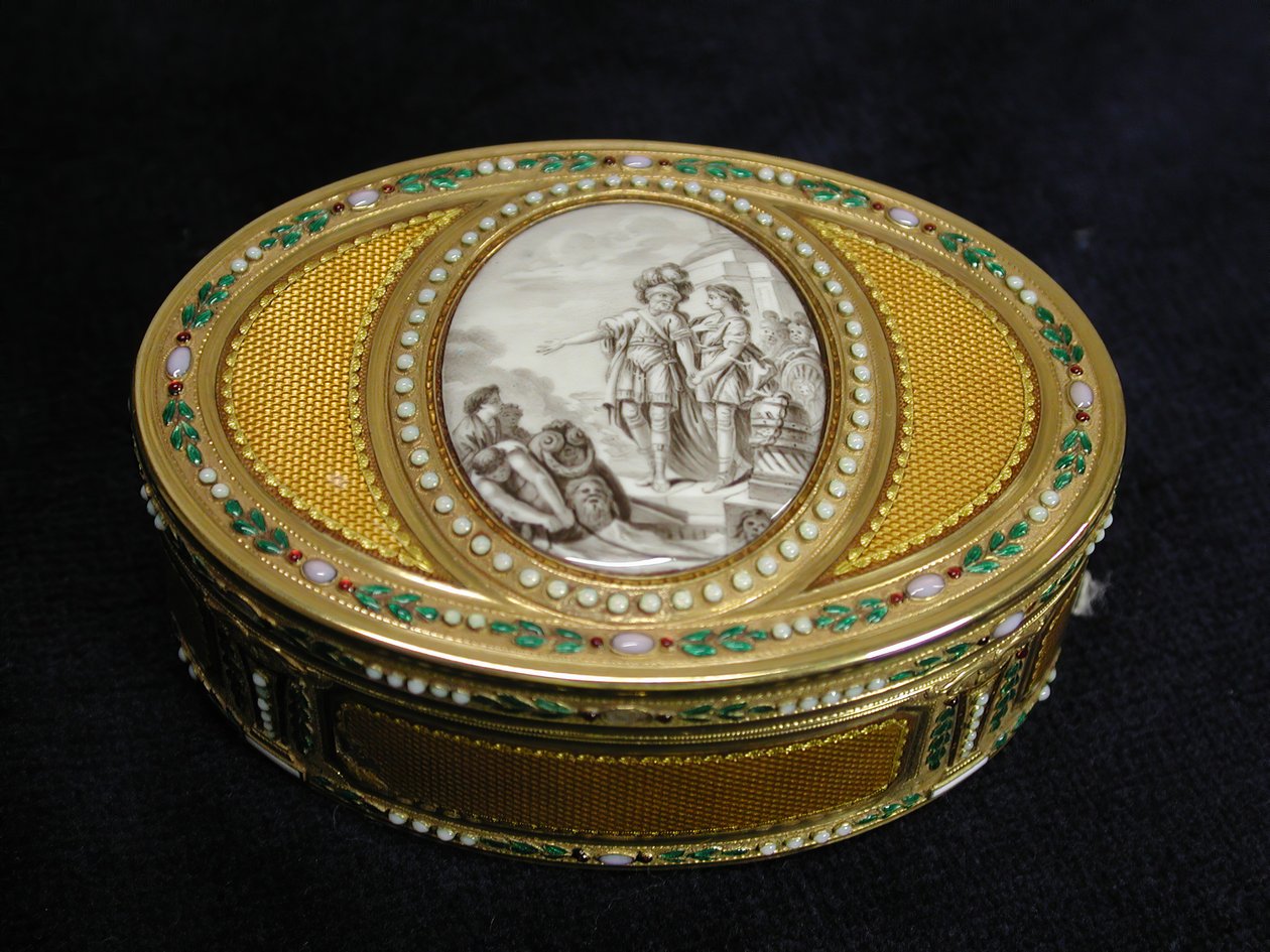 Nuuskalaatikko, jossa on miniatyyri, joka kuvaa Telemachuksen lähtöä Egyptistä 1780-81. tekijältä Charles Ouizille