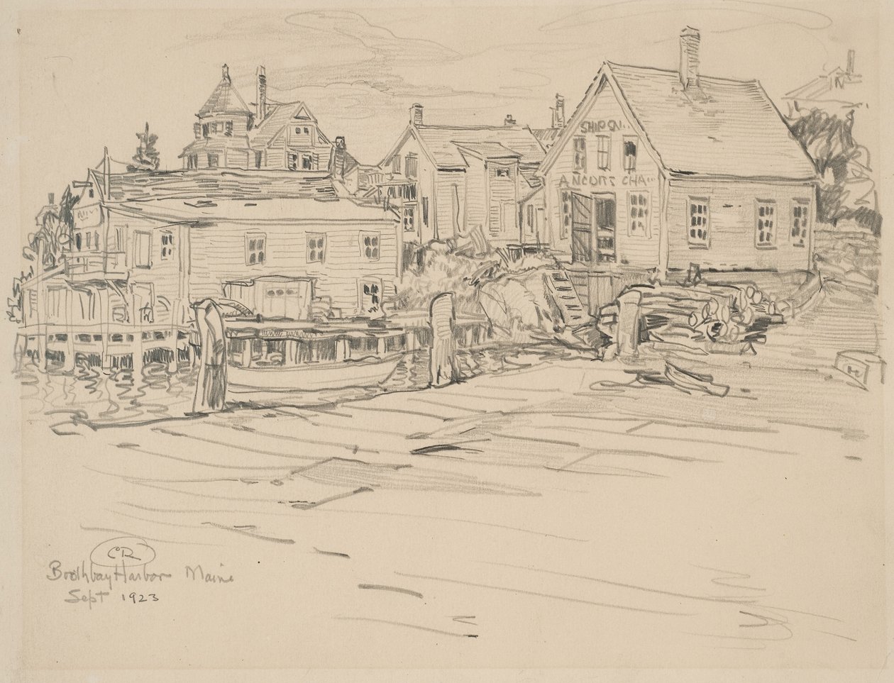 Boothbay Harbor, Maine, 1923 (grafiitti paperille) tekijältä Charles P. Reiffel