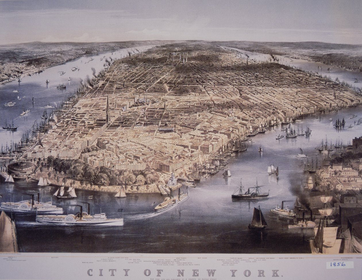 New Yorkin kaupunki, painanut ja julkaissut N. Currier tekijältä Charles Parsons