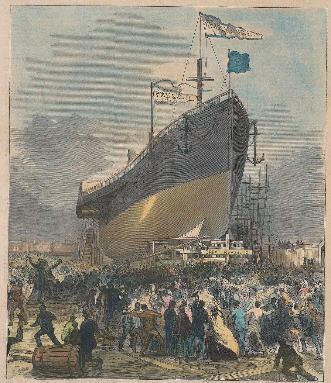 Sea Steamer Great Republic, pubi lanseerataan. 24 päivänä marraskuuta 1866. tekijältä Charles Parsons