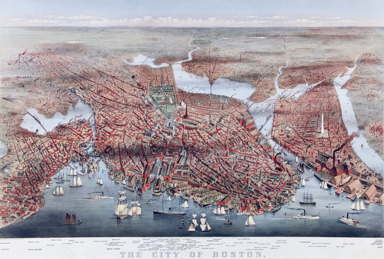 Bostonin kaupunki, pubi. 1873 tekijältä Charles Parsons