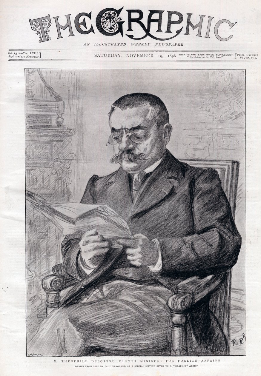 Muotokuva Theophile Delcassesta (1852-1923), ranskalaisesta poliitikosta ja ulkoasiainministeristä. tekijältä Charles Paul Renouard
