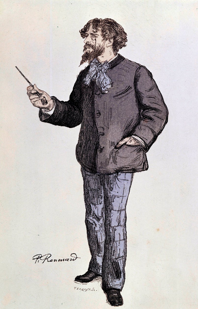Muotokuva kirjailija Alphonse Daudetista (1840-1897) Kuvitus Paul Renouardista 1800-luku Yksityinen kokoelma tekijältä Charles Paul Renouard