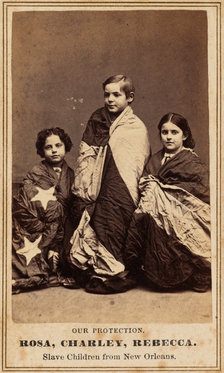 Suojelumme. Rosa, Charley, Rebecca. Orjalapset New Orleansista.,1864 (kuva). tekijältä Charles Paxson