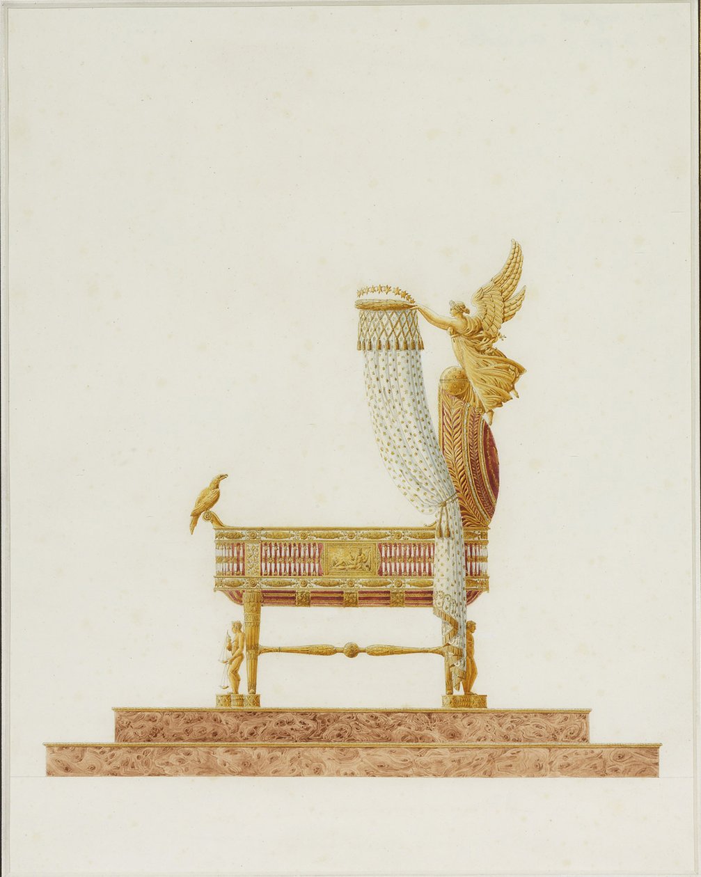 Hänen majesteettinsa Rooman kuninkaalle tarkoitetun bassinetin suunnittelu, 1811 tekijältä Charles Percier