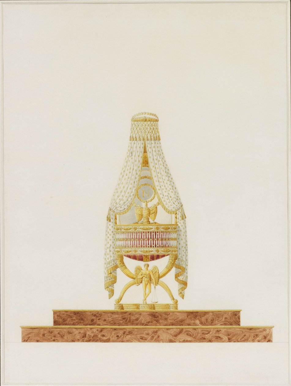 Hänen majesteettinsa Rooman kuninkaalle tarkoitetun vaakun suunnittelu, 1811 tekijältä Charles Percier