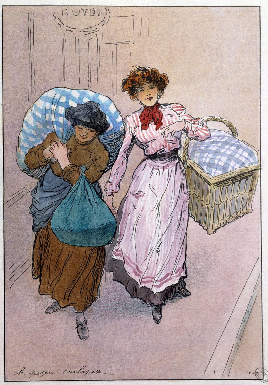 Pariisin pienet erät: valkaisukoneet. Piirustus Charles Pezeu dit Carlopez (1900-luku) tekijältä Charles Pezeu Carlopez