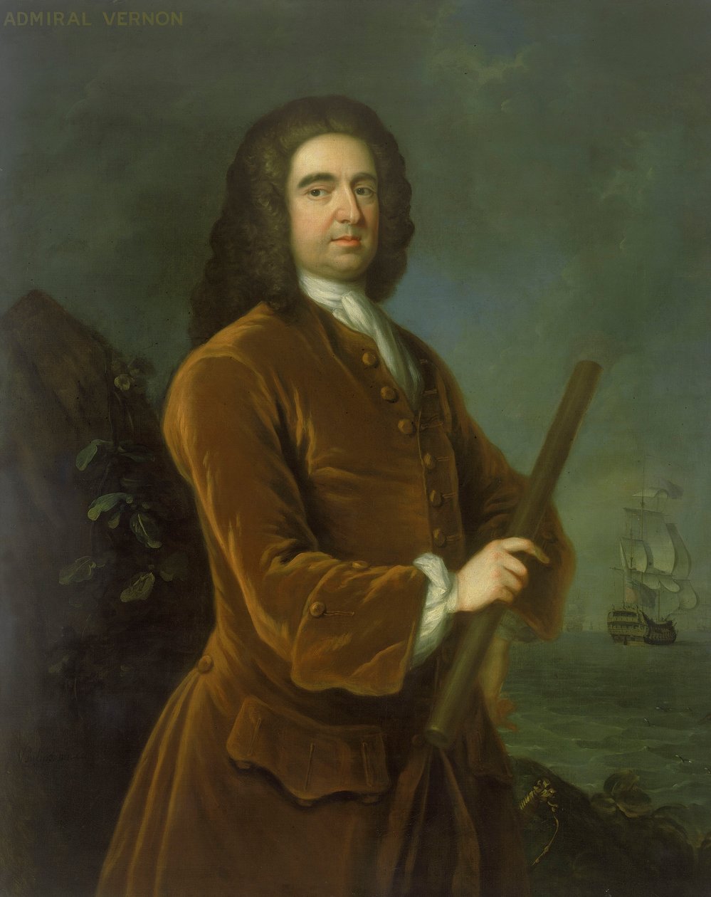Amiraali Edward Vernon (1684-1757), 1730-luvun puoliväli (öljy kankaalle). tekijältä Charles Philips