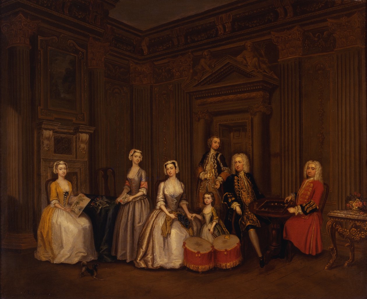 Muotokuva Algernon Seymourista, Lord Hertfordista (myöhemmin 7. Somersetin herttua) eversti Tomkins Wardourin, eversti Brownen, Lord Beauchampin, Francesin, Lady Hertfordin, Lady Elizabeth Seymourin ja neiti Herbertin kanssa tekijältä Charles Philips