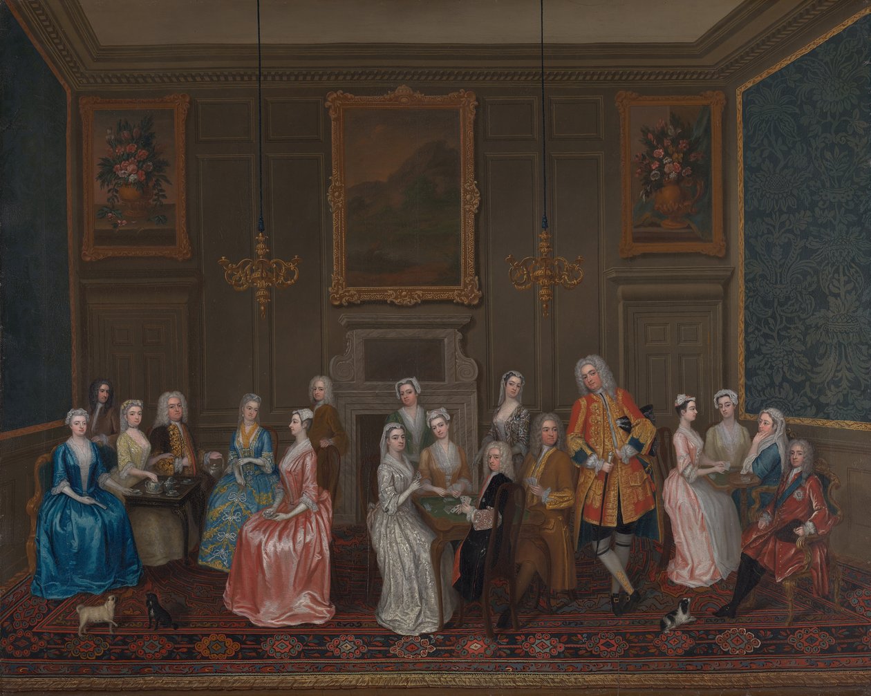 Teekutsut Lord Harringtonin talossa St. Jamesissa, 1730. tekijältä Charles Philips