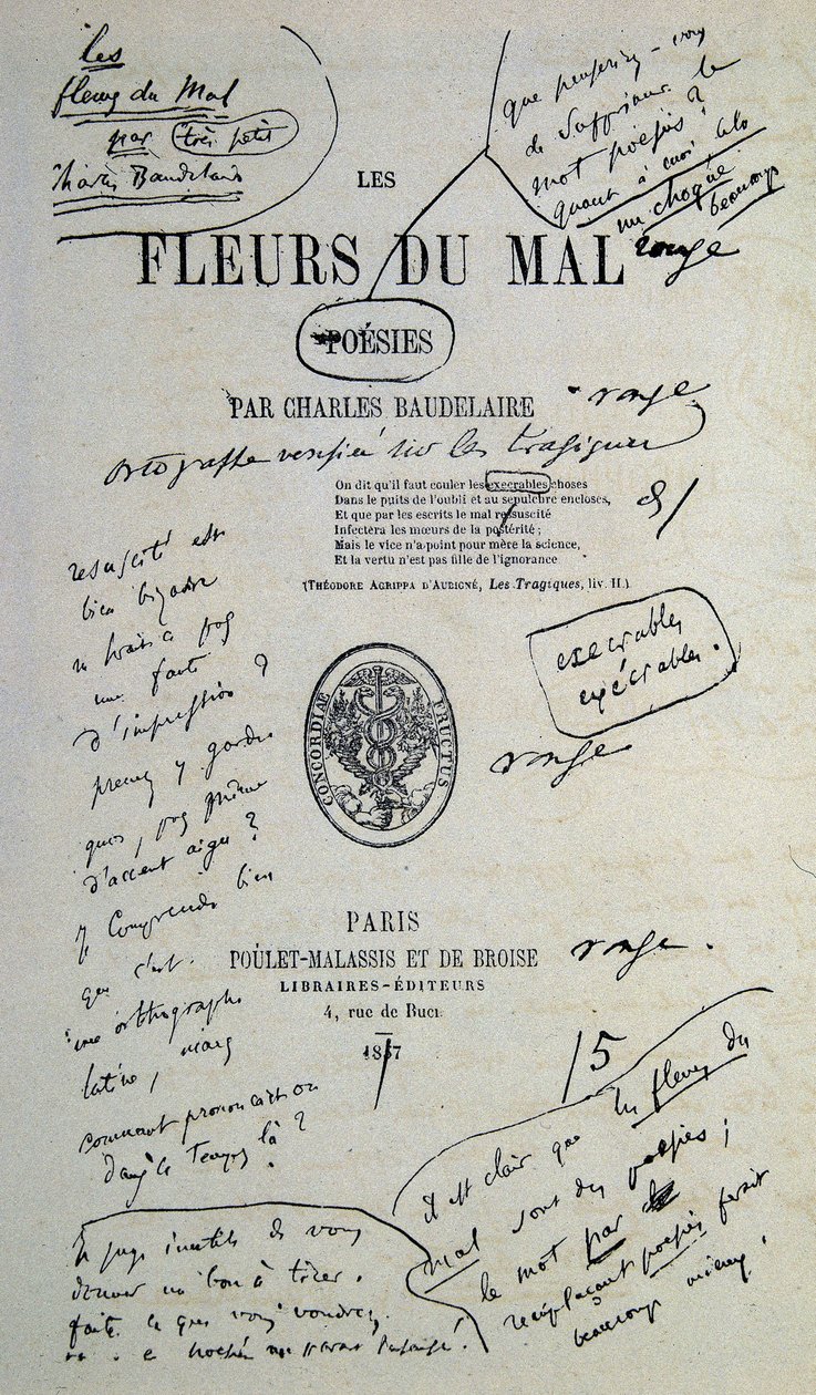Hyvä piirtää Charles Baudelairen huomautuksesta "Fleurs du Evil". tekijältä Charles Pierre Baudelaire