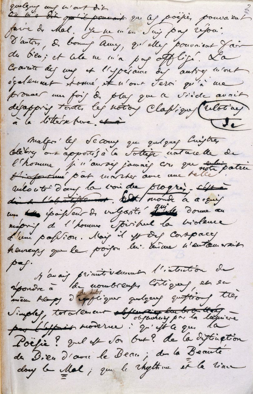Projekti Les Fleurs du Mal -lehden 2. painoksen esipuheen (kynä ja muste paperille) tekijältä Charles Pierre Baudelaire