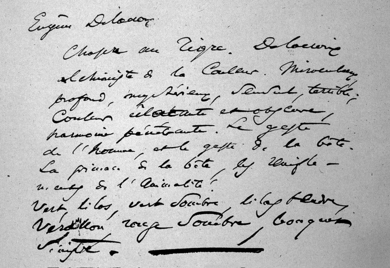 Runoilija Charles Baudelairen (1821-1867) teksti taidemaalari Eugene Delacroixista, julkaistu vuonna 1846 tekijältä Charles Pierre Baudelaire