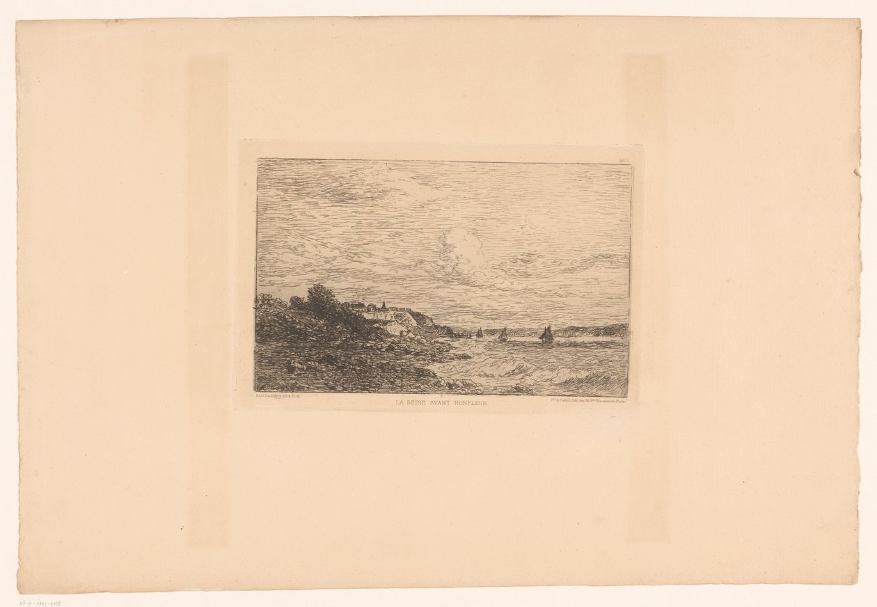 Näkymä Seine-joelle Honfleurissa La Seine ennen Honfleuria (otsikko esineessä) tekijältä Charles Pierre Daubigny