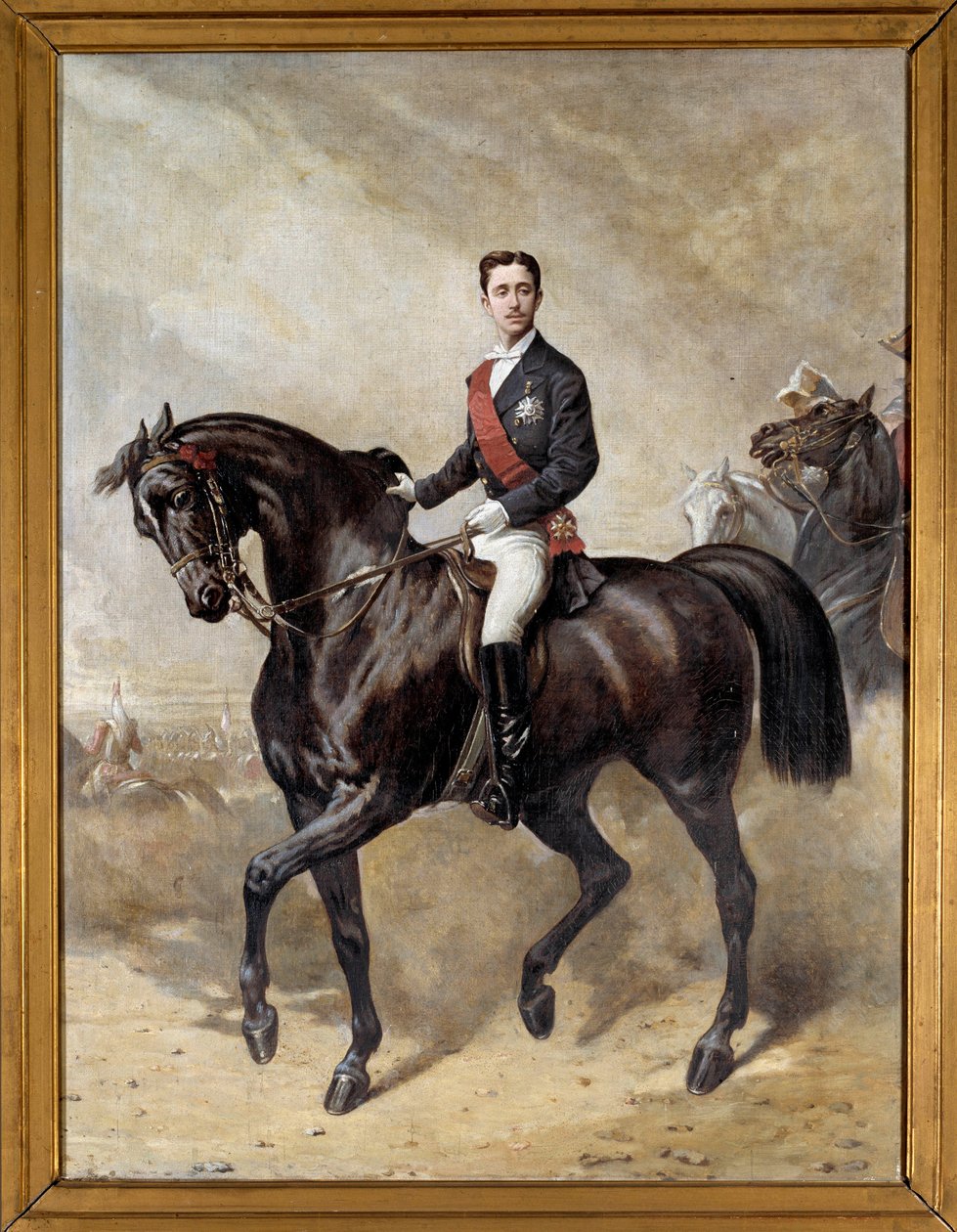 Prinssi keisarillisen Eugene Louis Napoleonin, Napoleon III:n pojan (1856 - 1879) ratsastusmuotokuva. Charles Porionin maalaus (1800-luku) tekijältä Charles Porion