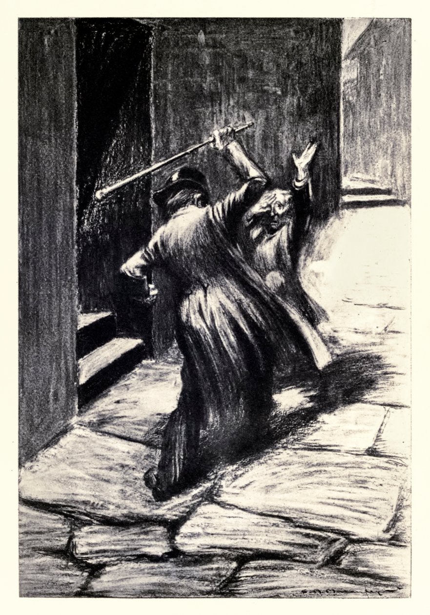 Kiinnitti hänet maahan" Robert Louis Stevensonin "Tohtori Jekyllin ja herra Hyden kummallisesta tapauksesta" tekijältä Charles Raymond Macauley