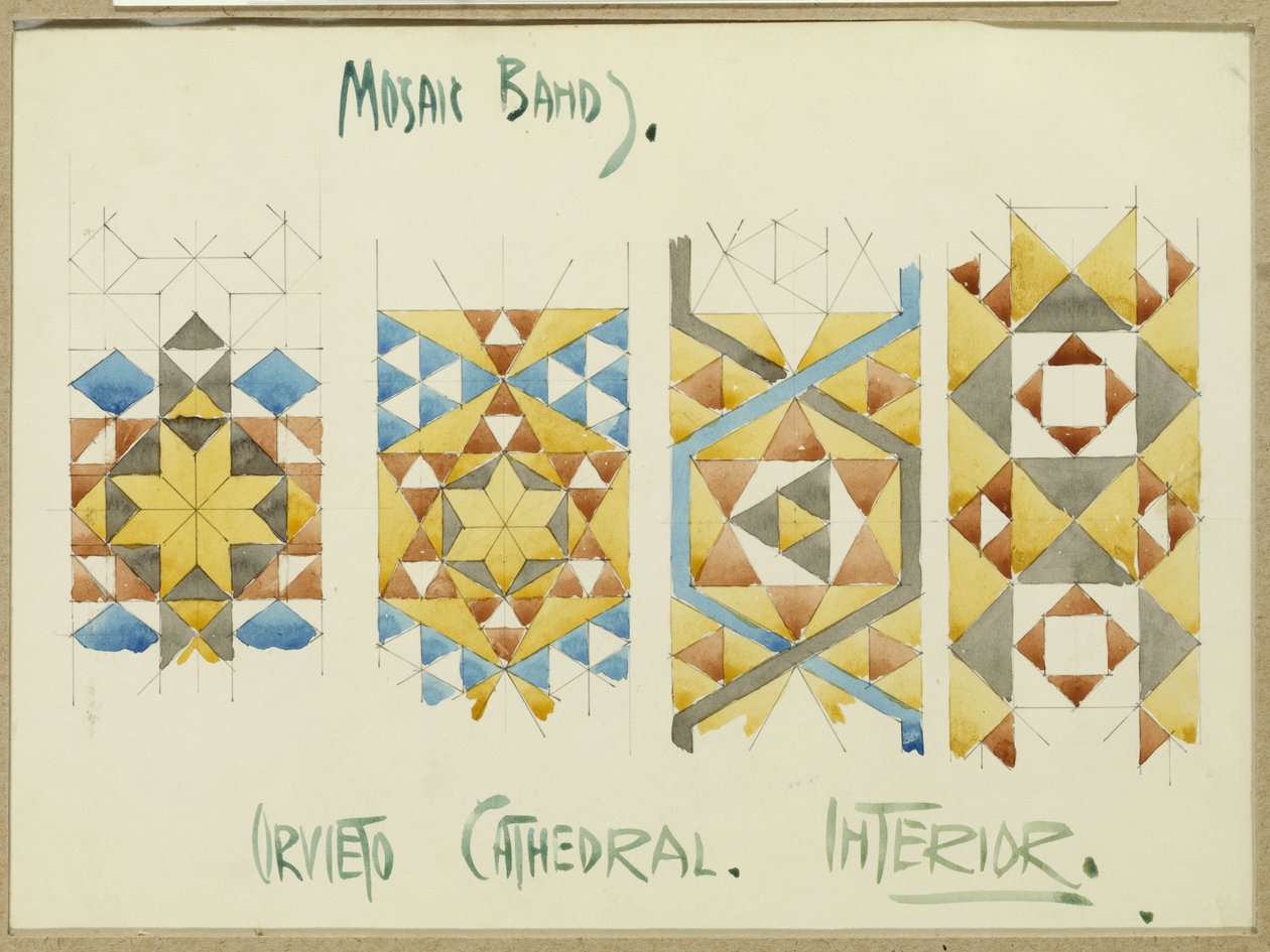 Mosaiikkinauhojen tutkimuslehti, Orvieton katedraali, 1891 tekijältä Charles Rennie Mackintosh