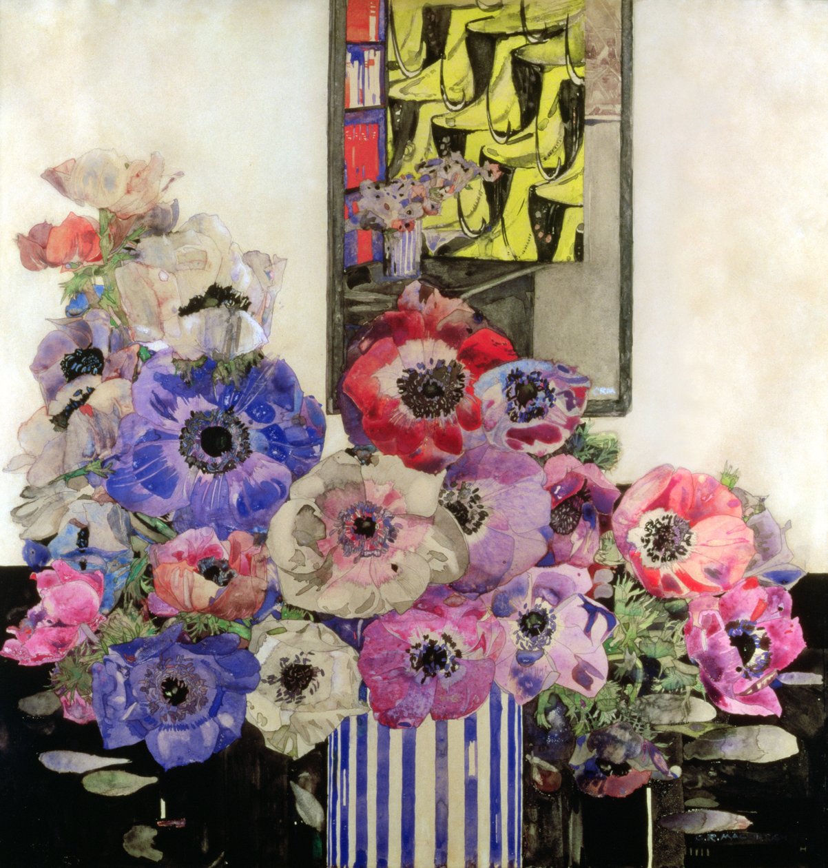 Anemones, n. 1915-1916 (wc ja kynä paperille) tekijältä Charles Rennie Mackintosh