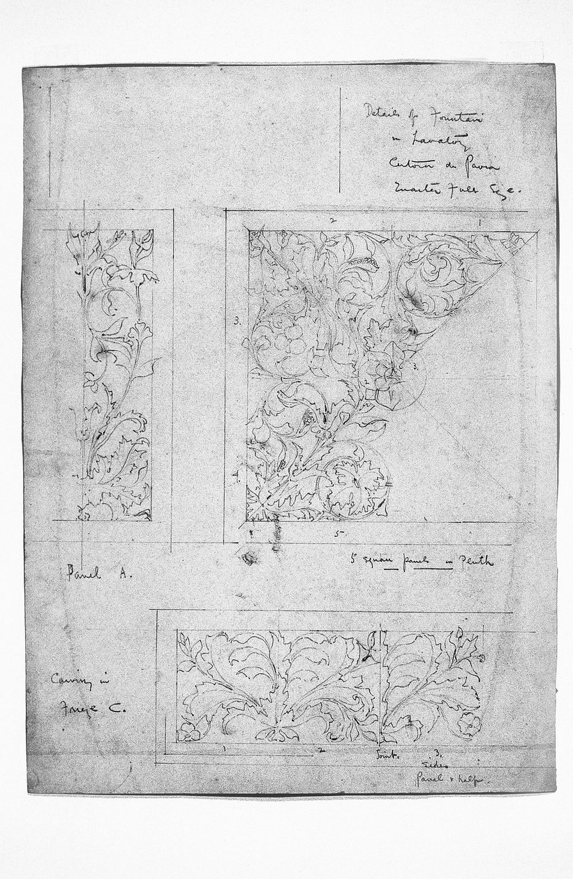 Enkeli, seinädetalji, 1891 (Lyijykynä ja akvarelli paperille) tekijältä Charles Rennie Mackintosh