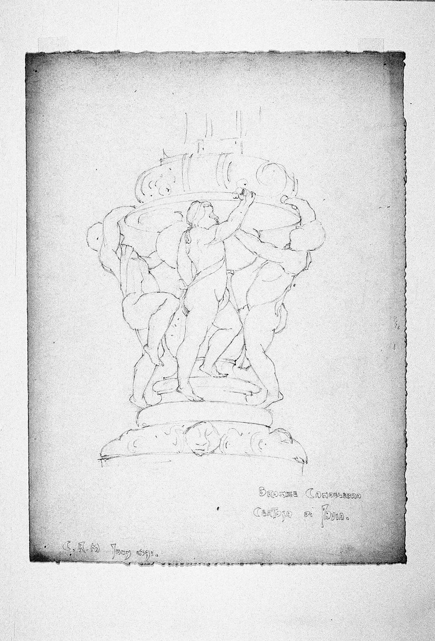 Pronssinen kynttelikkö, Certosa di Pavia tekijältä Charles Rennie Mackintosh