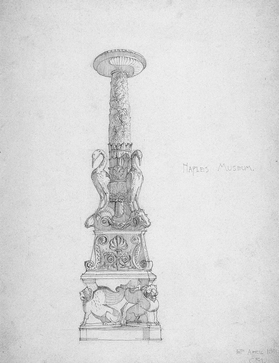 Kynttilänjalka (?), Napolin museo, 1891 tekijältä Charles Rennie Mackintosh