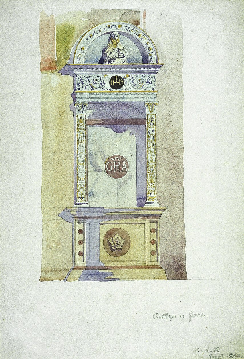 Pavian kartasto, muistomerkki, 1891 (akvarelli paperille). tekijältä Charles Rennie Mackintosh