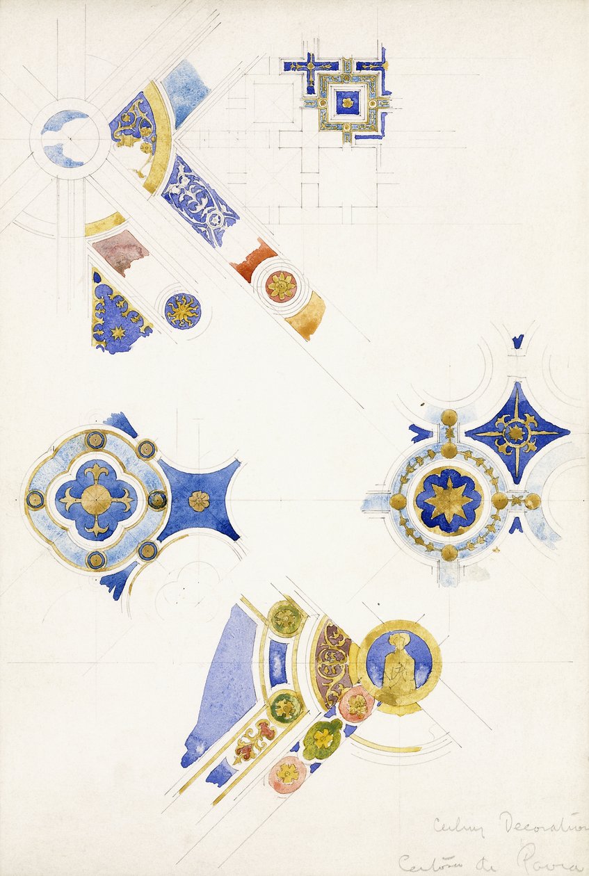 Certosa di Pavia, tutkimuksia kattokoristeesta, 1891 tekijältä Charles Rennie Mackintosh