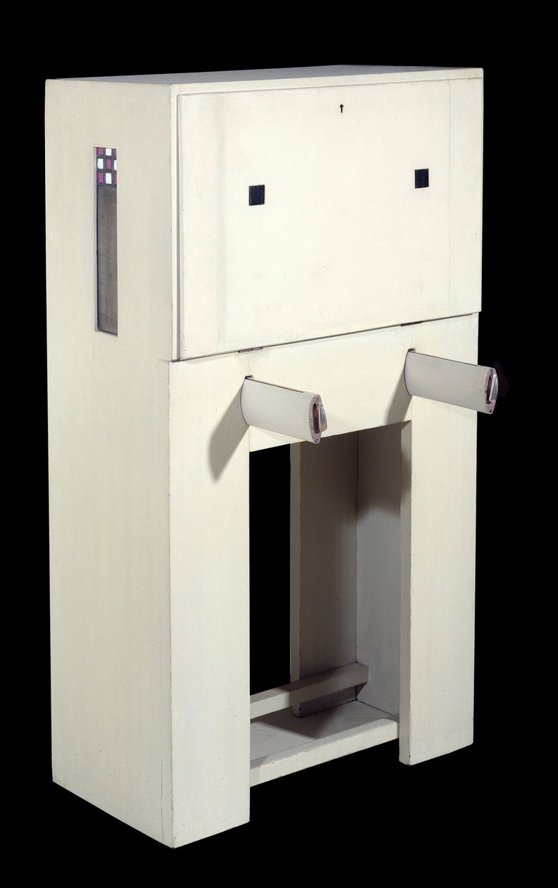 Charles Rennie Mackintosh (1868 - 1928); sihteeri istuin (1904) valkoiseksi lakattua puuta. korkeus: 1,21; Pariisi, Musee d