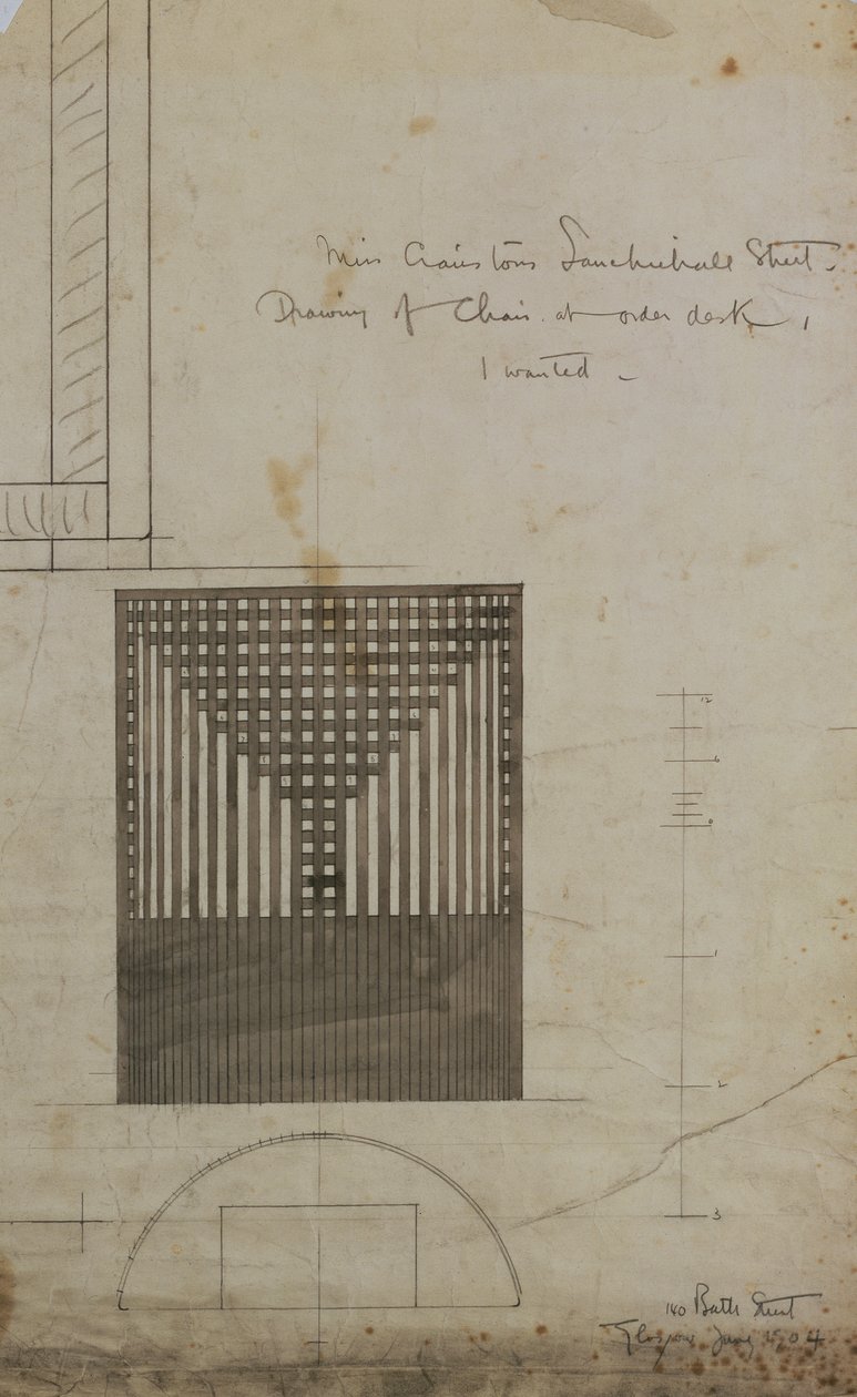 Suunnittelu piipputuoliin tekijältä Charles Rennie Mackintosh