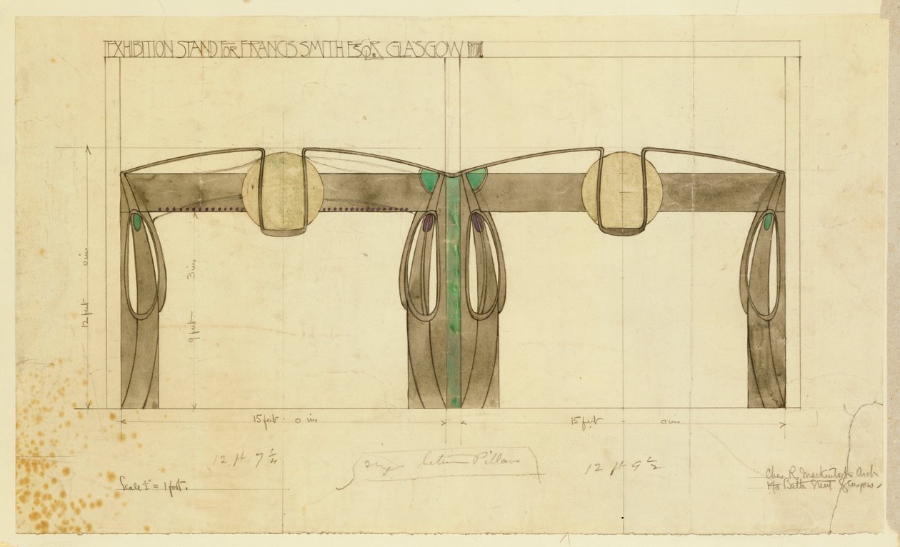 Suunnitelma näyttelyosastolle Francis Smithille, käytetty Glasgow