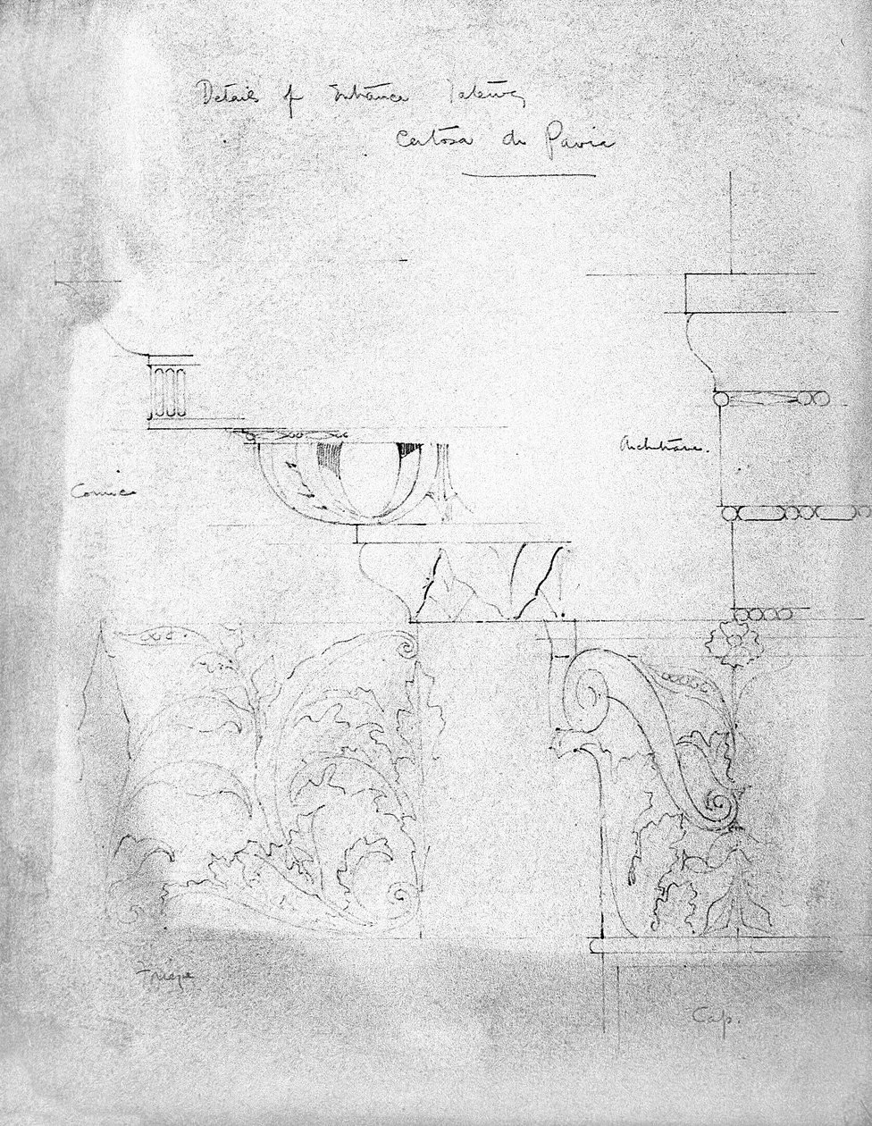 Sisäänkäynnin yksityiskohdat, Certosa di Pavia, 1891. tekijältä Charles Rennie Mackintosh