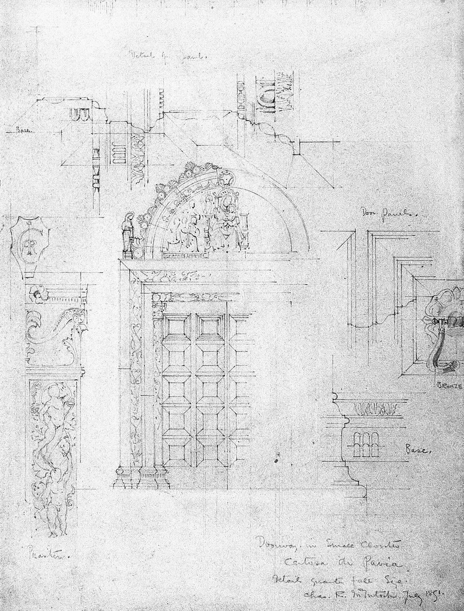 Oviaukko pienessä luostarissa, Certosa di Pavia, 1891. tekijältä Charles Rennie Mackintosh