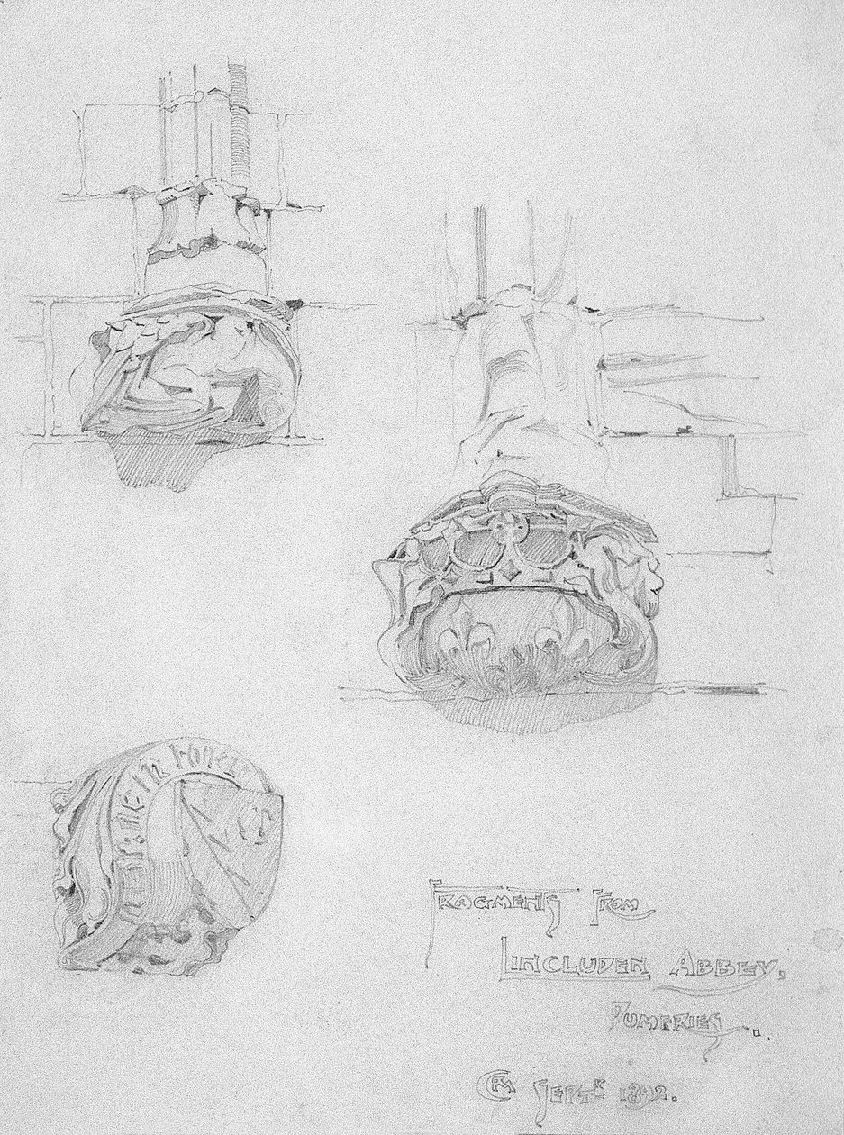 Fragmentteja Lincluden Abbeysta, Dumfries, 1892. tekijältä Charles Rennie Mackintosh