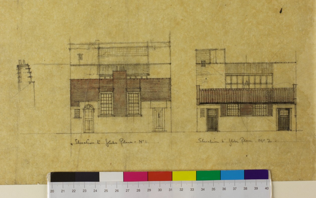 Harold Squire Studio: nousut, vaihtoehtoinen korkeus Glebe Placeen tekijältä Charles Rennie Mackintosh