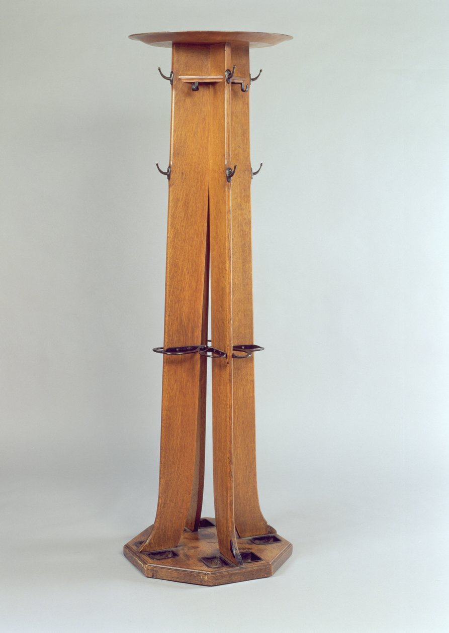 Hattu, takki ja sateenvarjoteline Argyle Street Tearoomsille, 1897 (tammea) tekijältä Charles Rennie Mackintosh