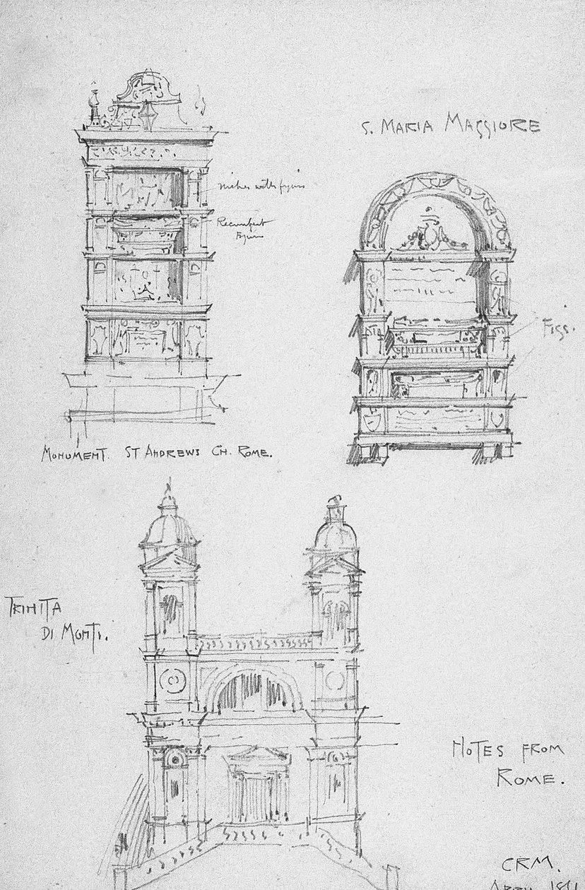 Muistiinpanoja Roomasta, 1891 tekijältä Charles Rennie Mackintosh