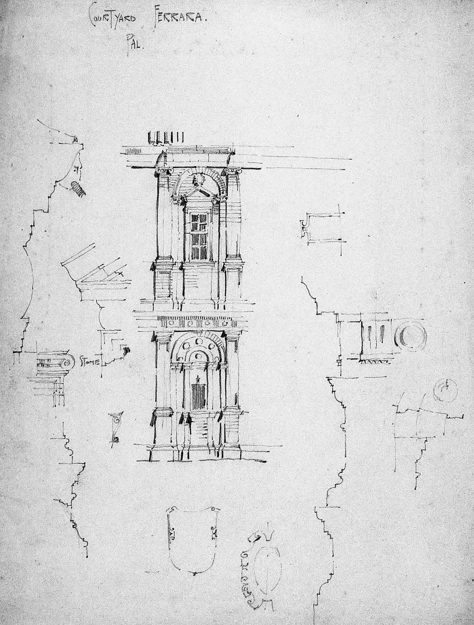 Palatsin sisäpiha, Ferrara, 1891 tekijältä Charles Rennie Mackintosh