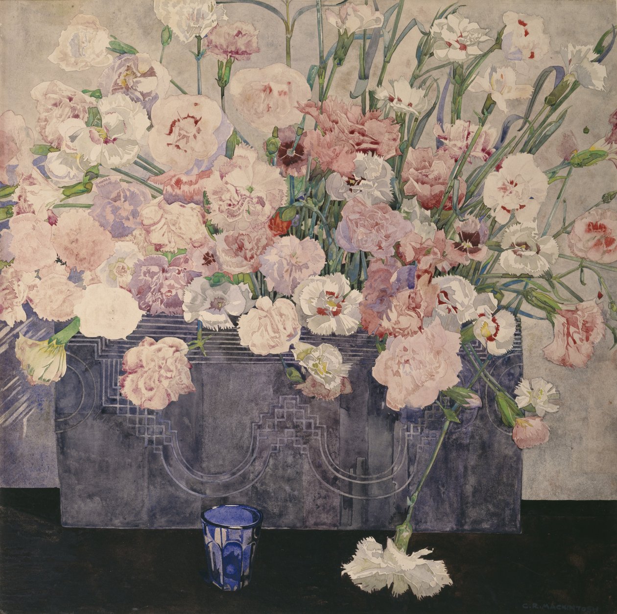 Pinkit (akvarelli paperille) tekijältä Charles Rennie Mackintosh