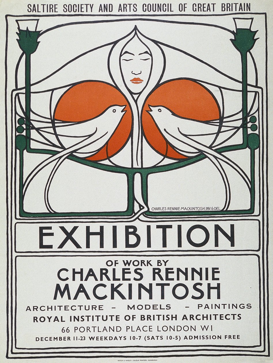 Juliste: The Scottish Musical Review, 1953 jäljennös vuoden 1896 alkuperäisestä (värilitografia). tekijältä Charles Rennie Mackintosh